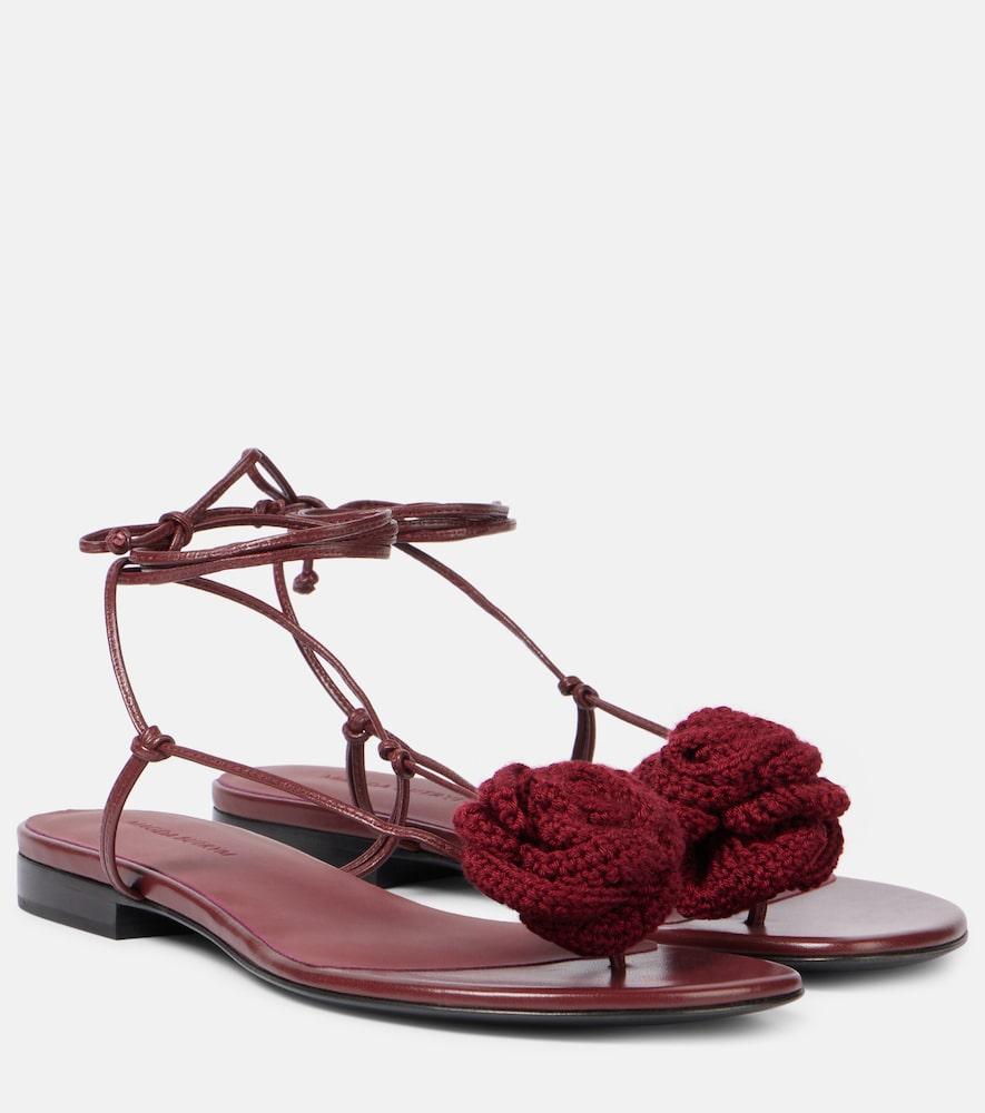 magda butrym floral-appliqué leather sandals