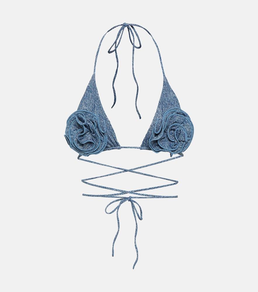 magda butrym floral appliqué triangle bikini top