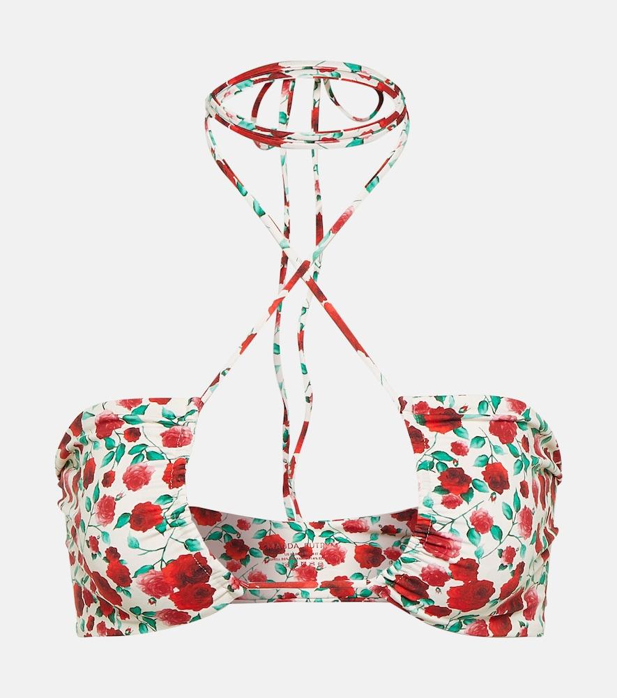 magda butrym floral-printed halterneck bikini top