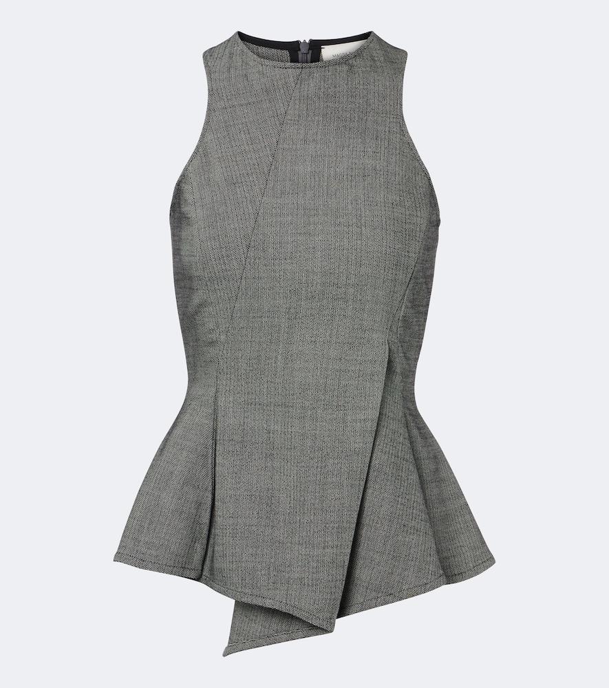 magda butrym herringbone pleated peplum wool-blend top