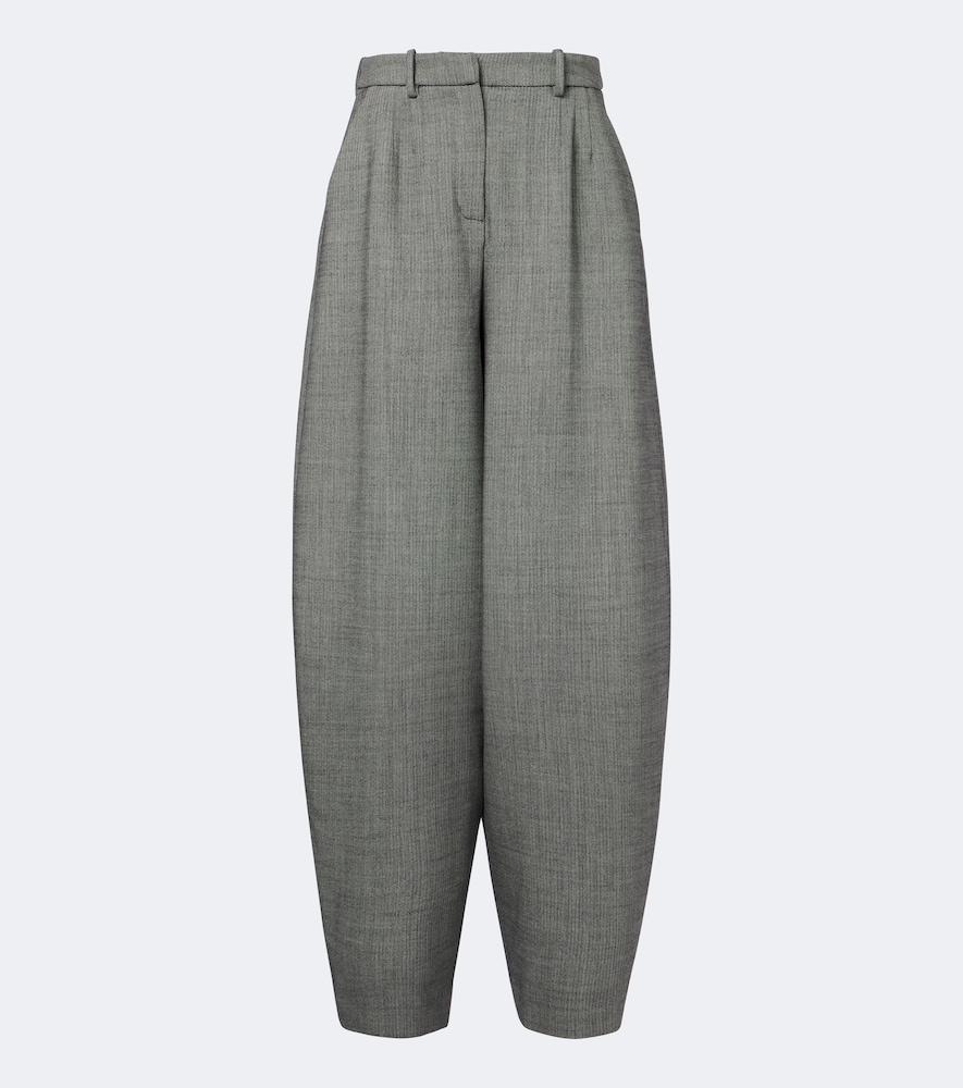 magda butrym herringbone wool-blend barrel-leg pants