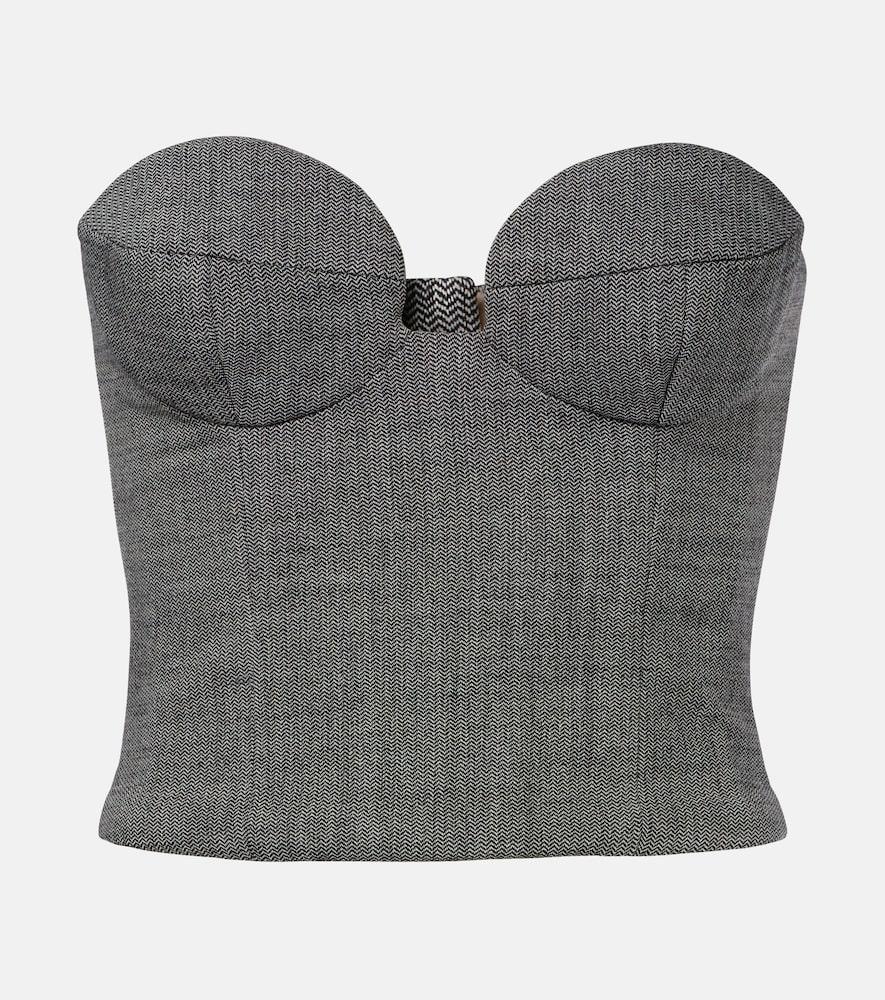 magda butrym herringbone wool-blend bustier top