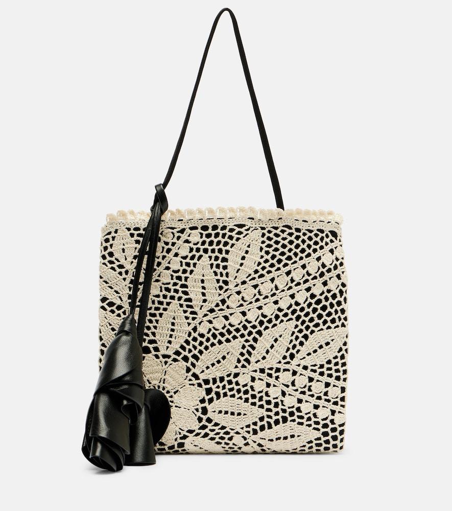 magda butrym julia small crochet leather-trimmed tote bag