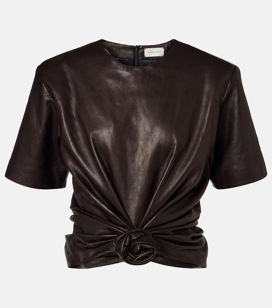 magda butrym knot-detail leather t-shirt