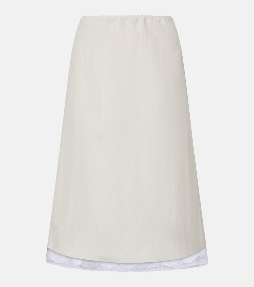 magda butrym lace-trimmed silk-blend midi skirt