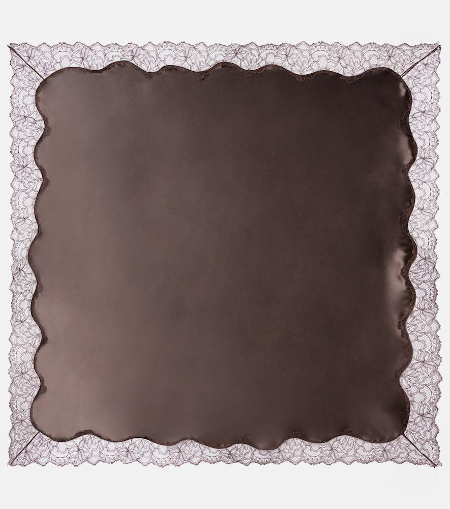 magda butrym lace-trimmed silk satin scarf
