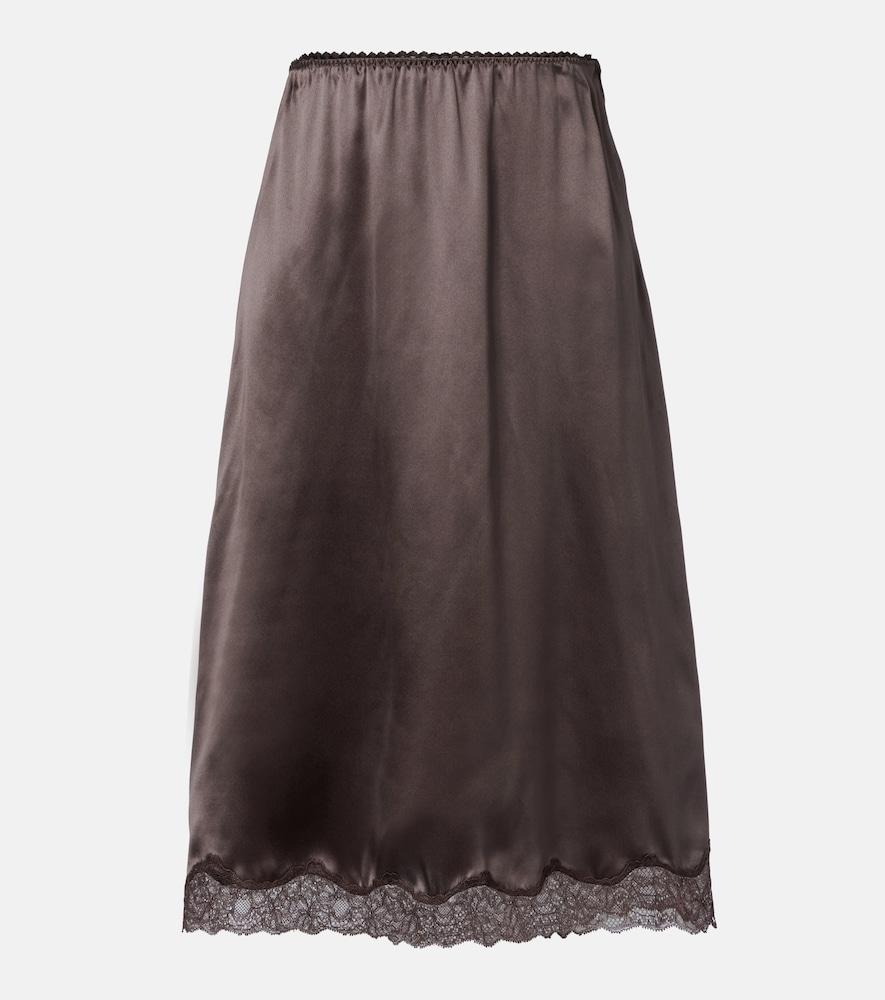 magda butrym lace-trimmed silk satin slip skirt