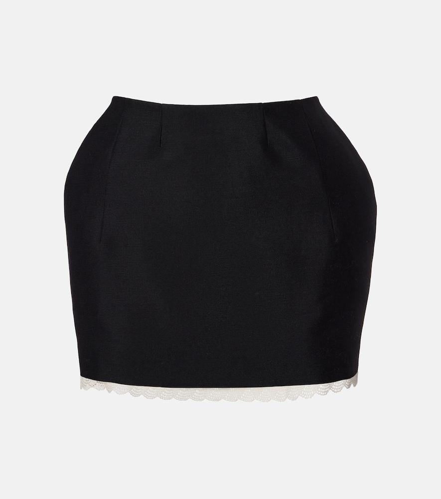 magda butrym lace-trimmed wool and mohair miniskirt