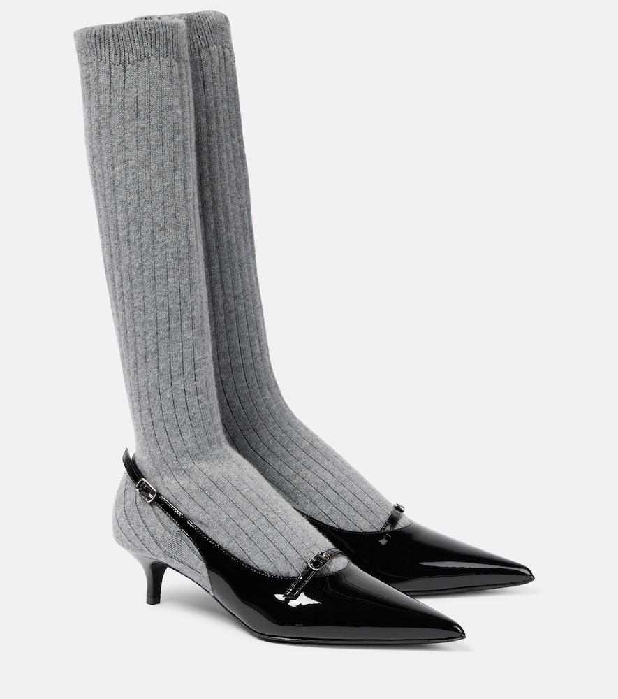 magda butrym leather-trimmed sock boots