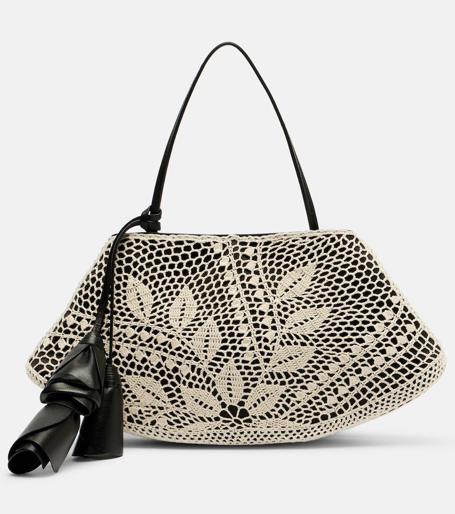 magda butrym maya small crochet leather-trimmed shoulder bag