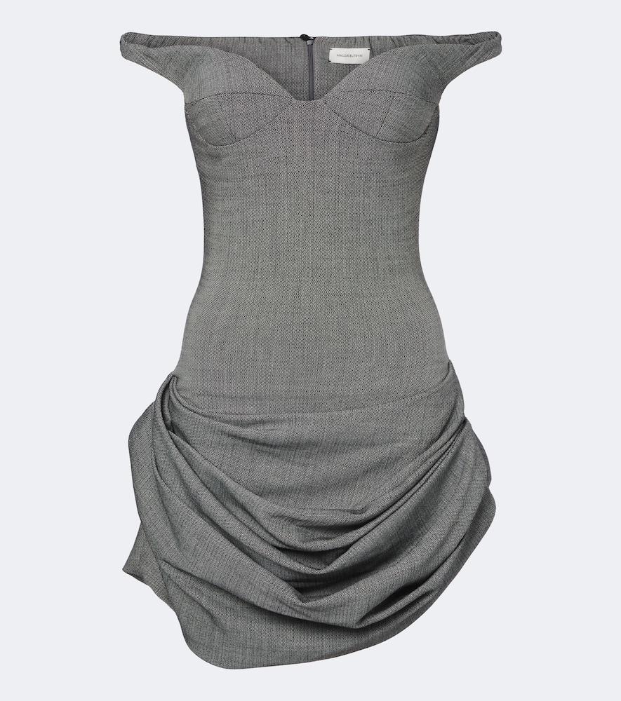 magda butrym off-shoulder herringbone wool-blend minidress