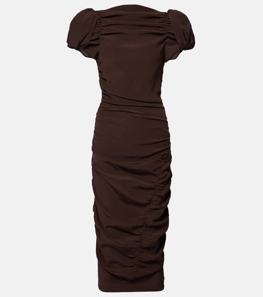 magda butrym puff-sleeve silk midi dress