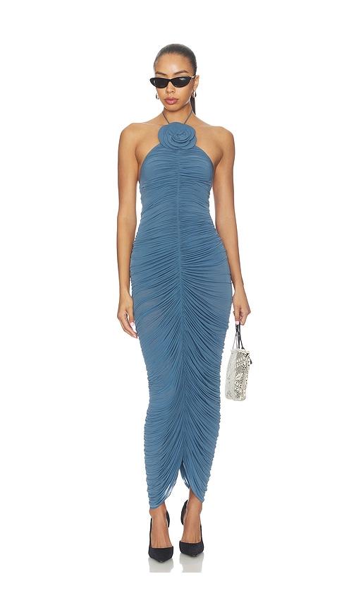 magda butrym ruched halter dress in blue. - size 36 (also in 38, 40)