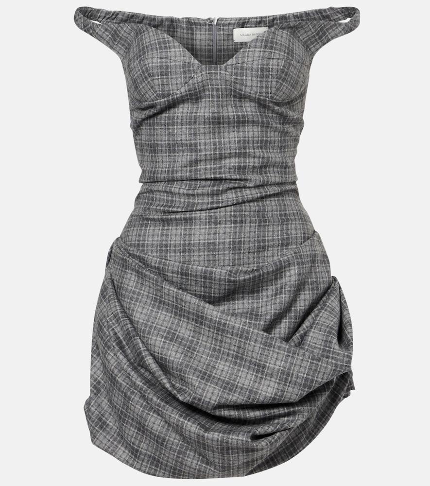 magda butrym ruched off-shoulder wool-blend bustier dress