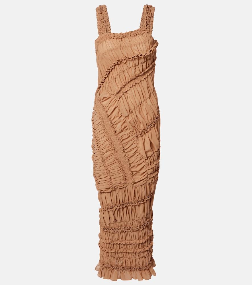 magda butrym ruched ruffled cotton midi dress
