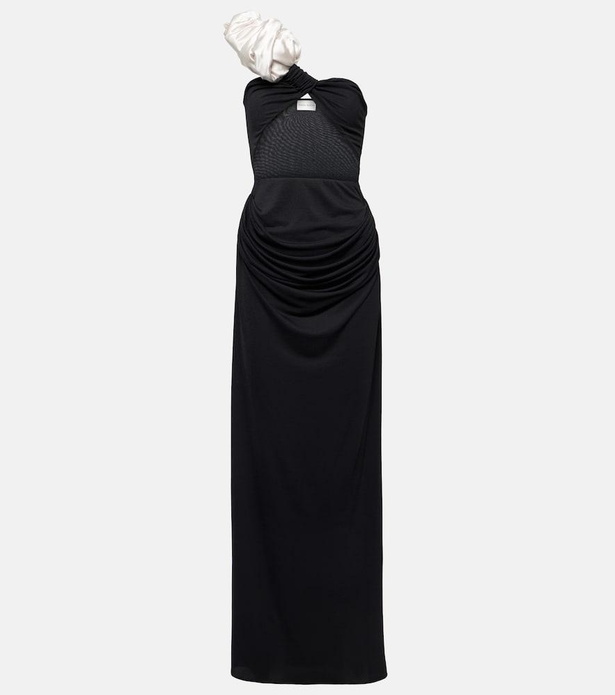 magda butrym ruffled cutout one-shoulder gown