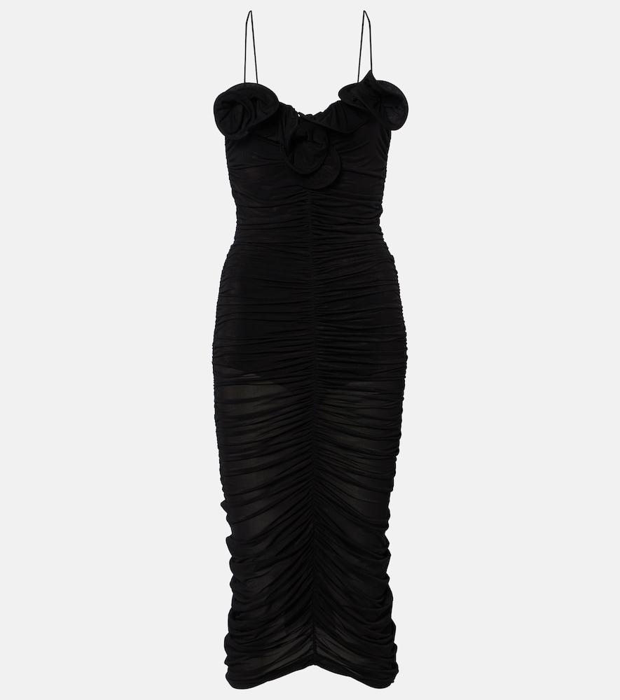 magda butrym ruffled ruched jersey midi dress