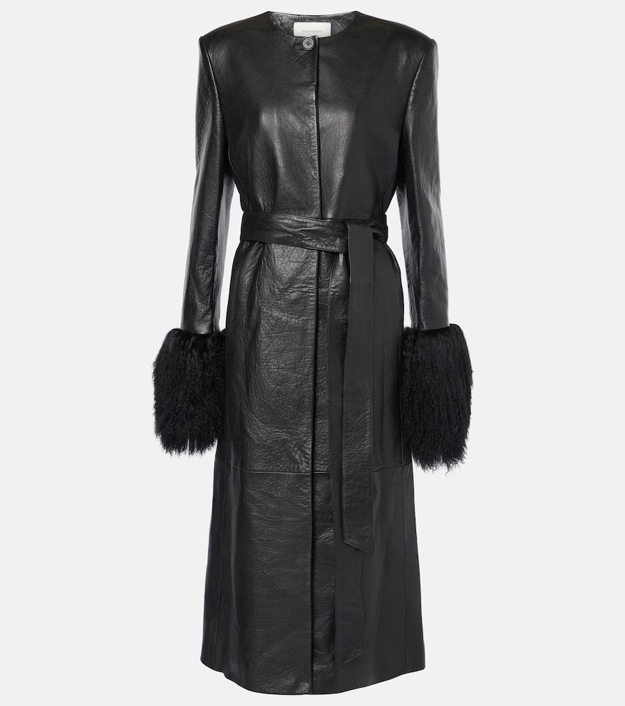 magda butrym shearling-trimmed leather coat