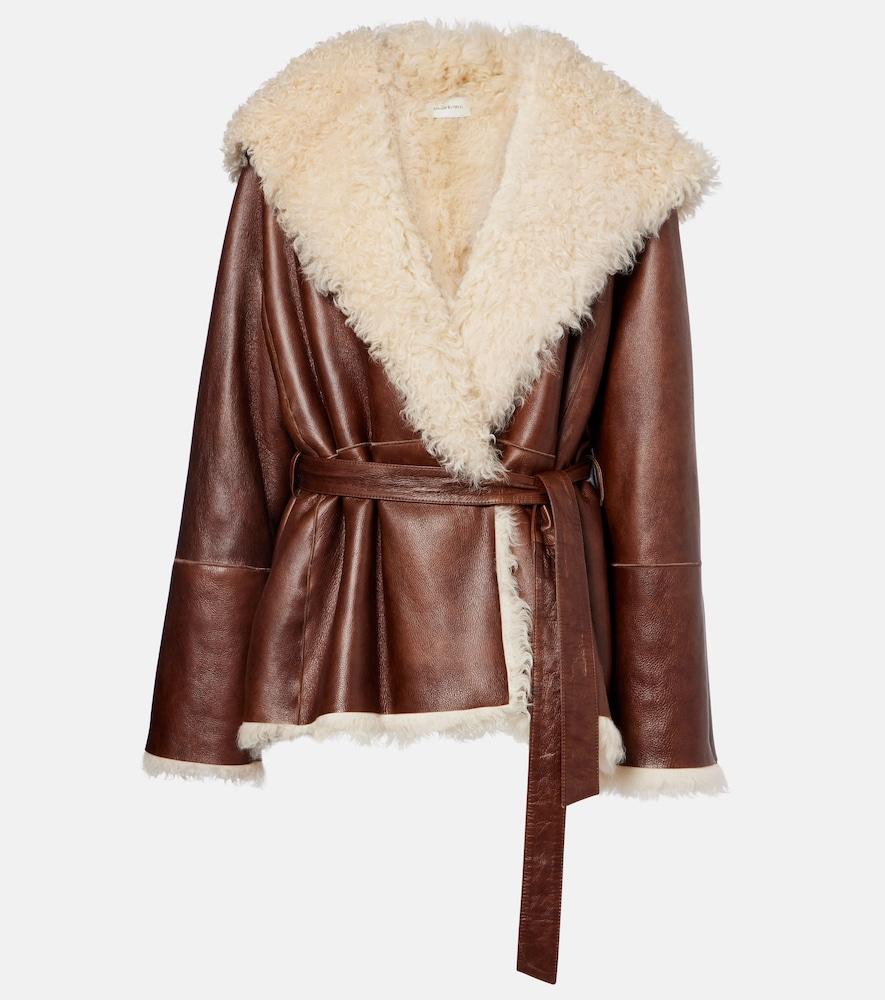 magda butrym shearling-trimmed leather jacket
