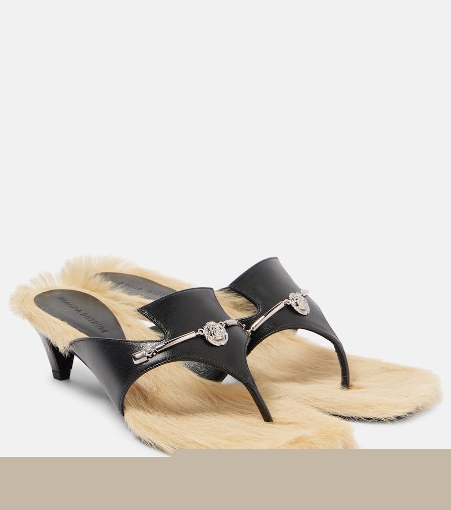 magda butrym shearling-trimmed leather sandals