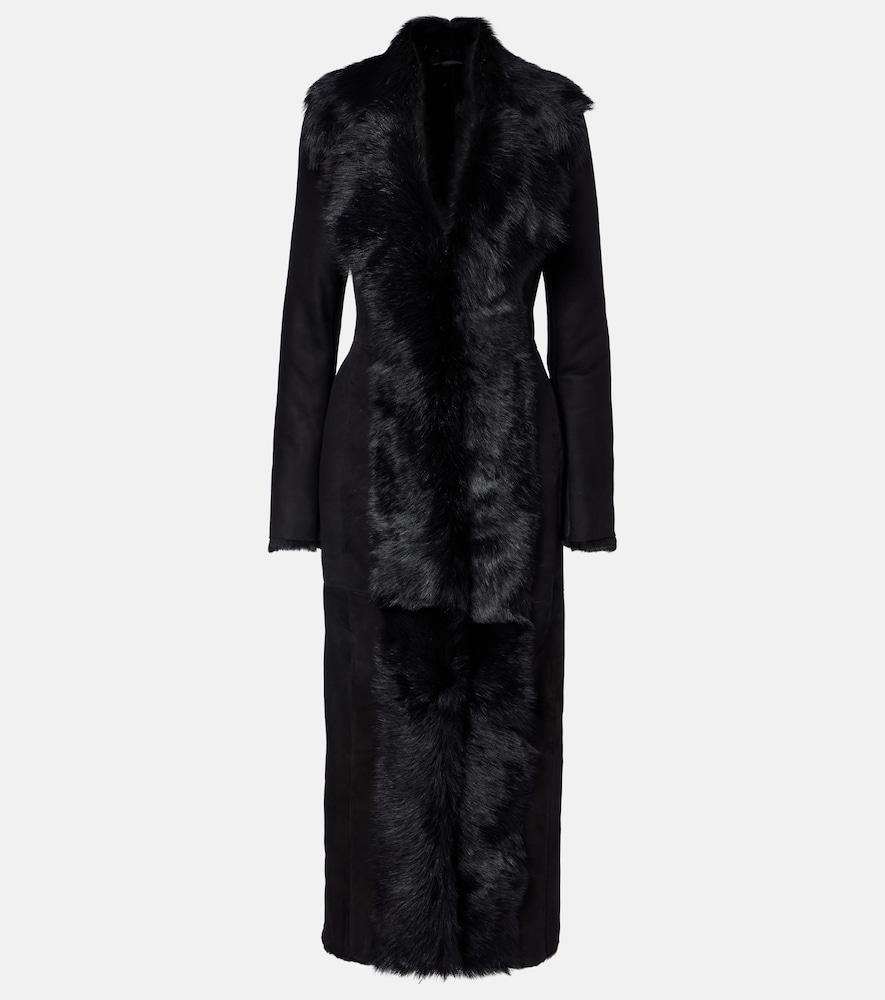 magda butrym shearling-trimmed suede coat