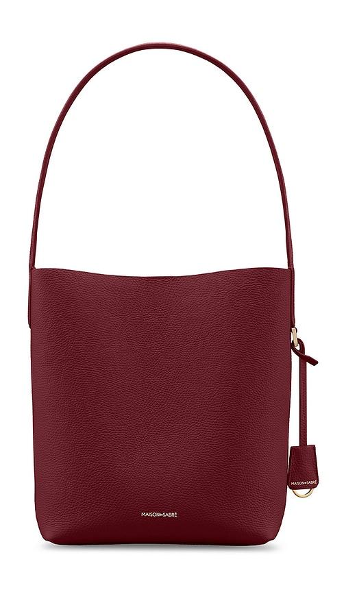 maison de sabrã bucket soft tote in burgundy.