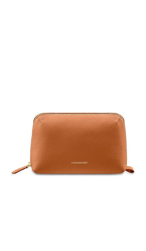 maison de sabrã tech pouch in brown.