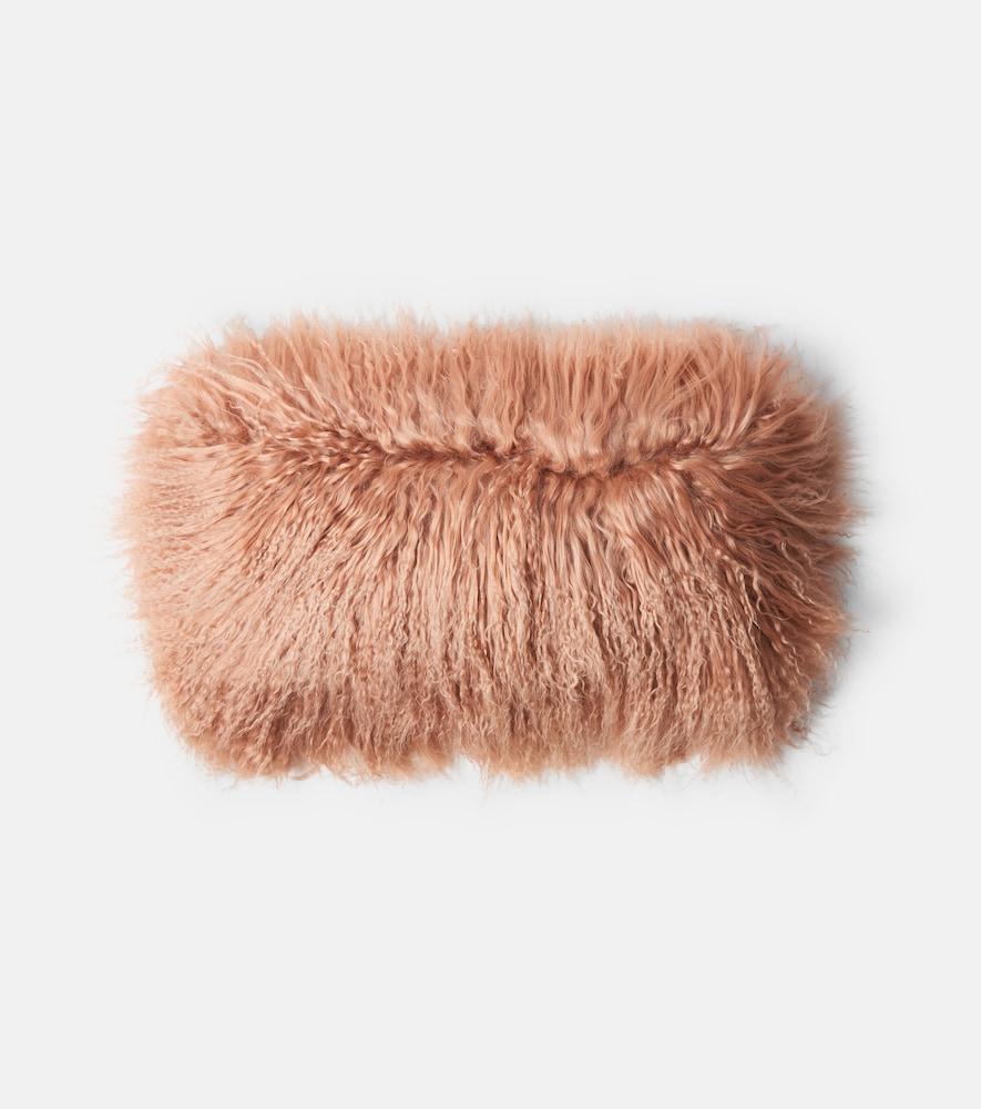 maison de vacances shearling and linen cushion