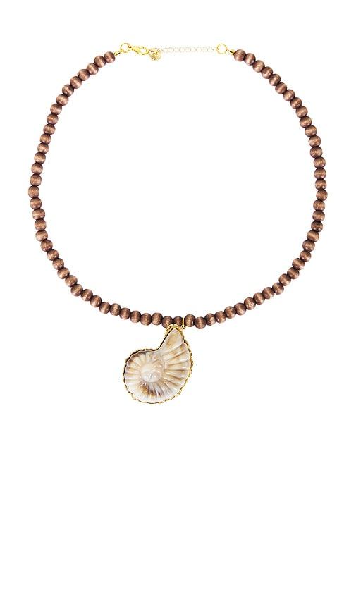 maison irem orb necklace in brown.
