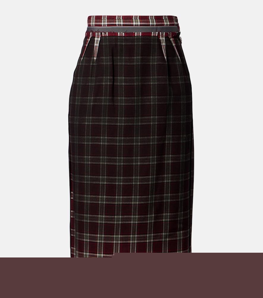 maison margiela checked pencil skirt
