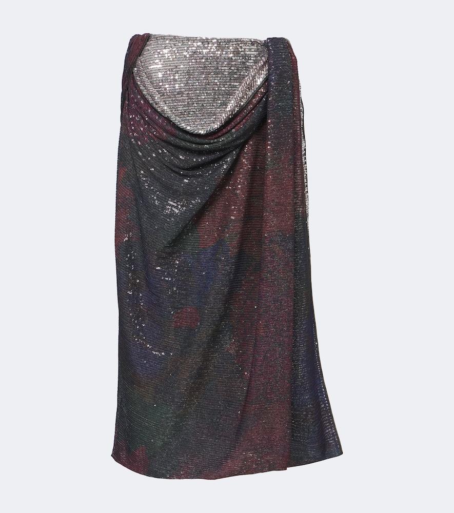maison margiela draped printed sequined midi skirt