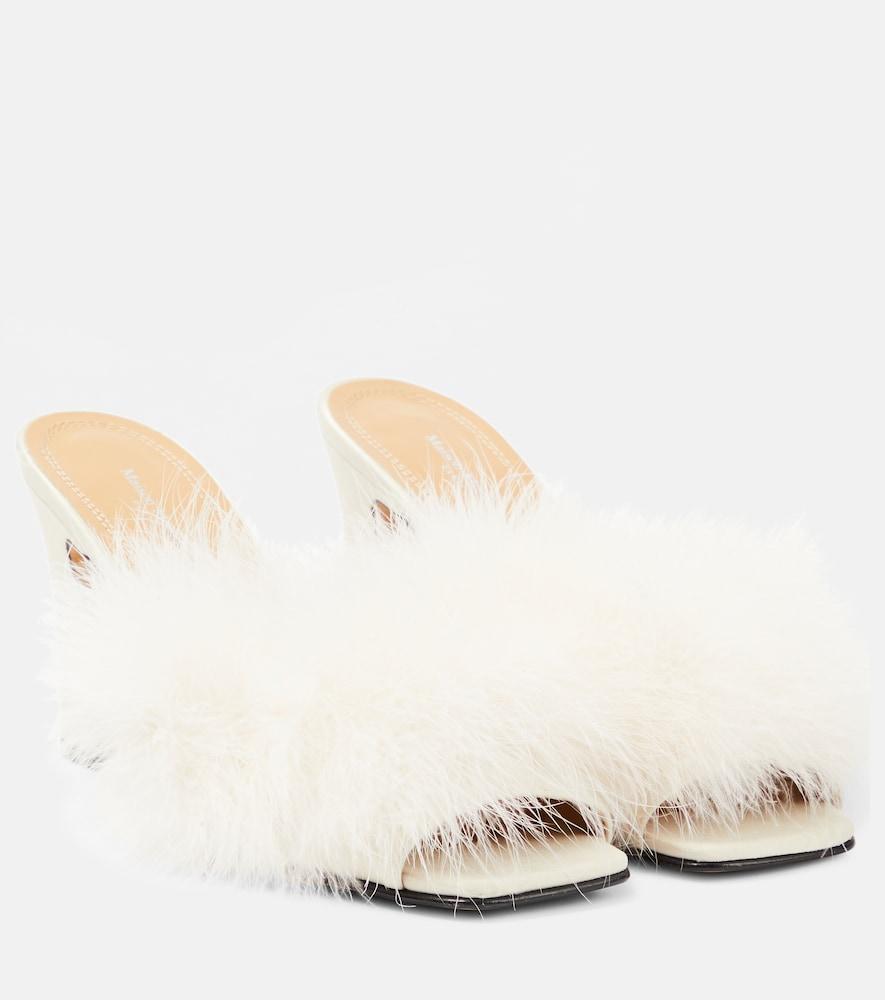 maison margiela feather-embellished mules
