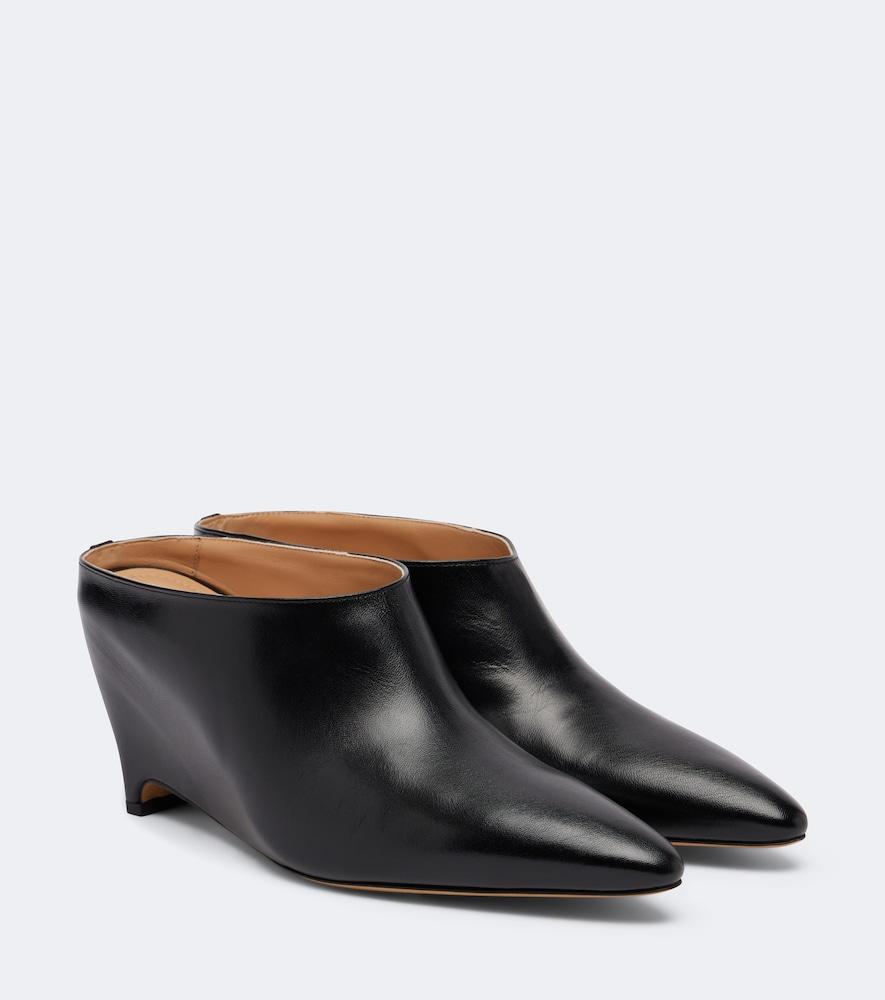 maison margiela heel-less leather wedge mules