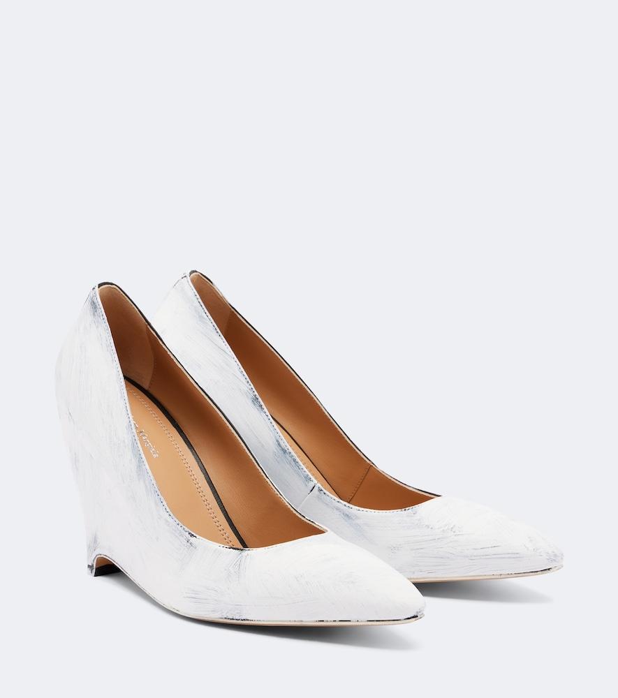 maison margiela heel-less leather wedge pumps