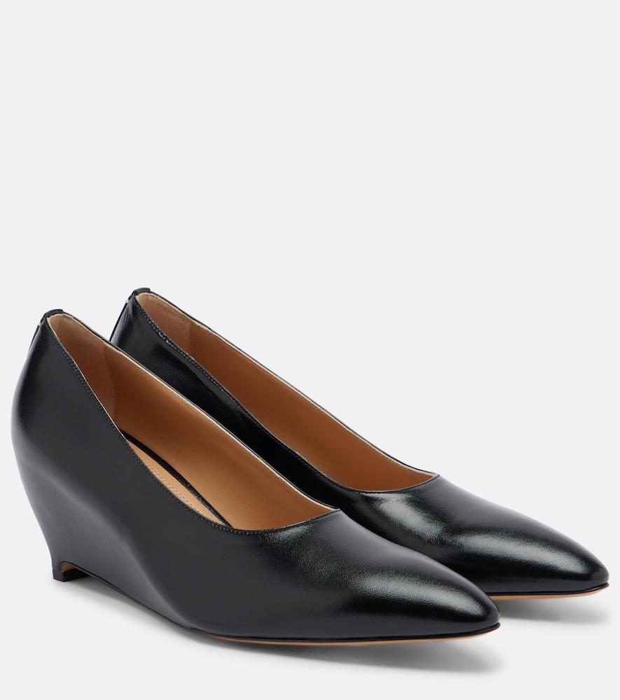 maison margiela leather wedge pumps