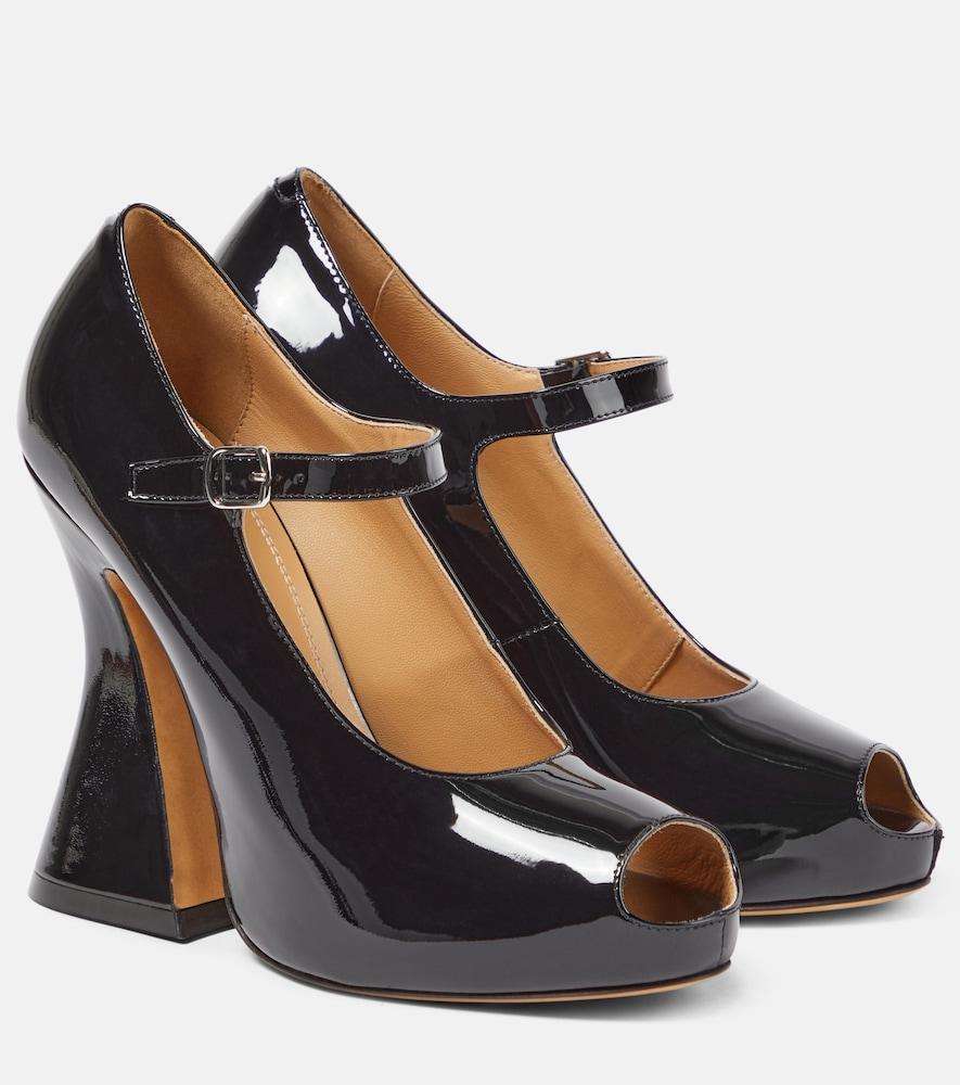 maison margiela patent leather peep-toe mary jane pumps