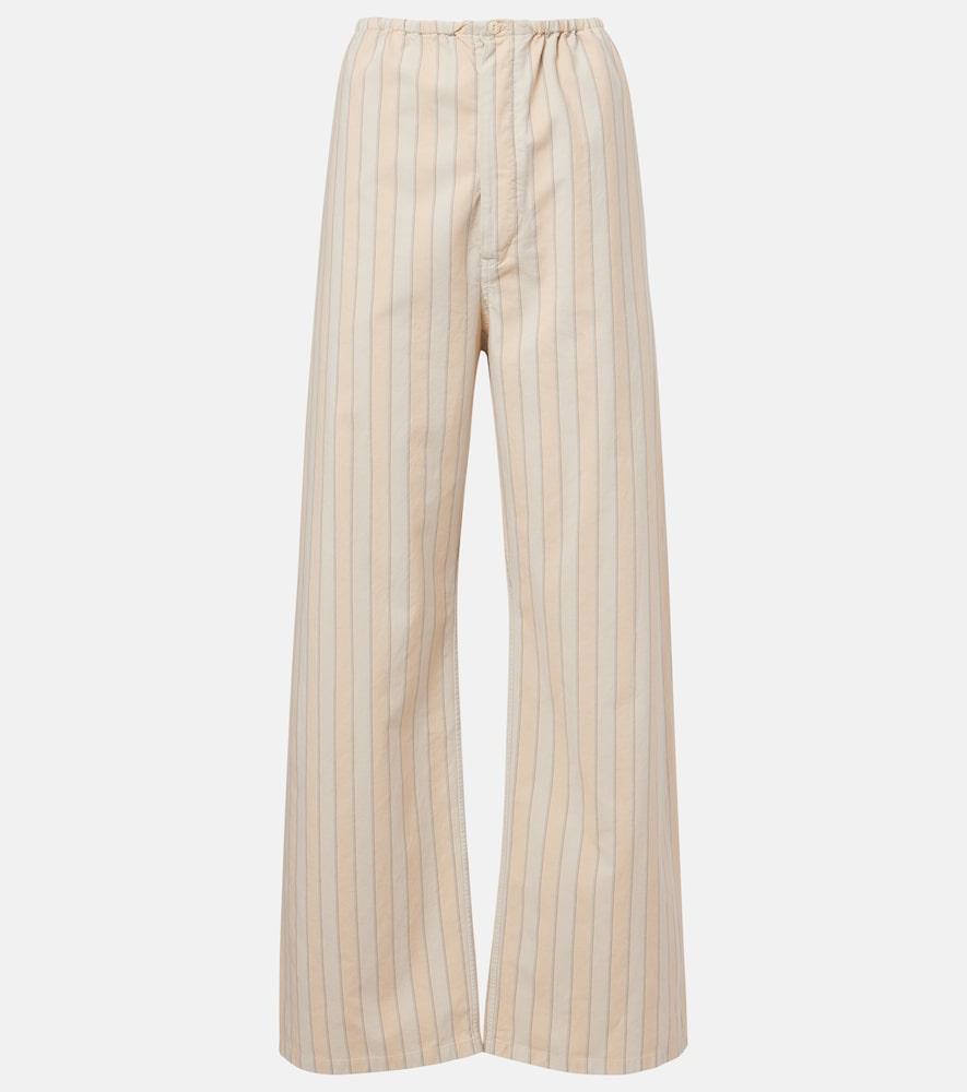 maison margiela striped cotton wide-leg pants