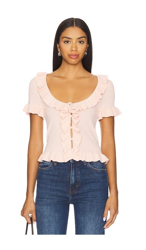 majorelle kaomi ruffle knit top in pink. - size l (also in m, xl)