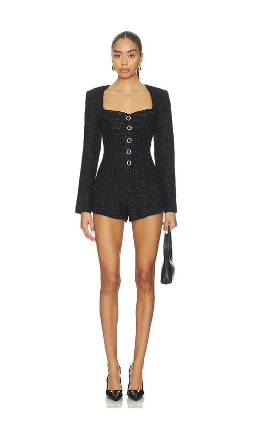 majorelle selene tweed romper in black. - size l (also in xs, s, m, xl)