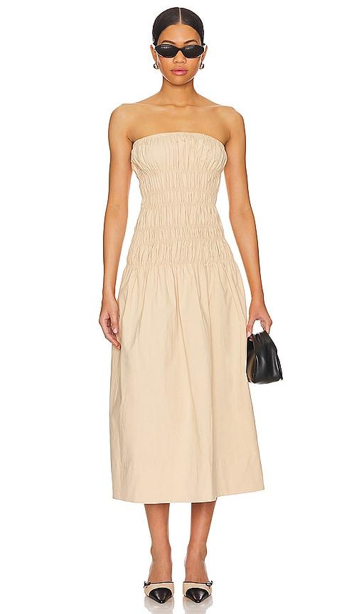 majorelle vanna midi dress in beige. - size l (also in m)