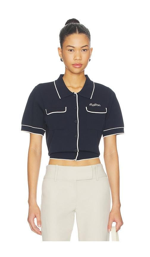 malbon jacqueline polo top in navy. - size l (also in xs, s, m)