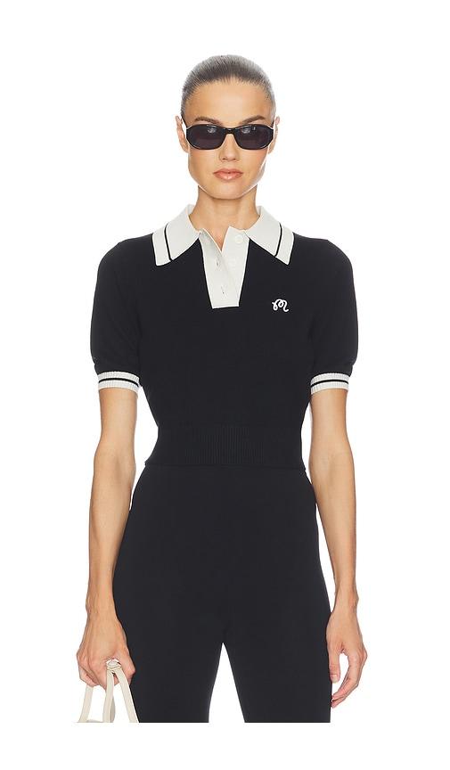 malbon mikayla knit polo top in black. - size l (also in xs)