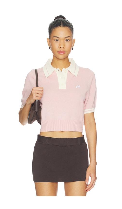 malbon mikayla knit polo top in pink. - size l (also in m)