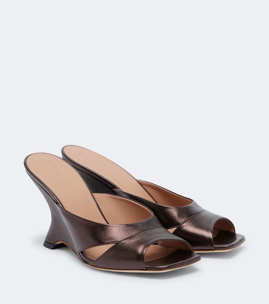 malone souliers lourdes metallic leather wedge mules