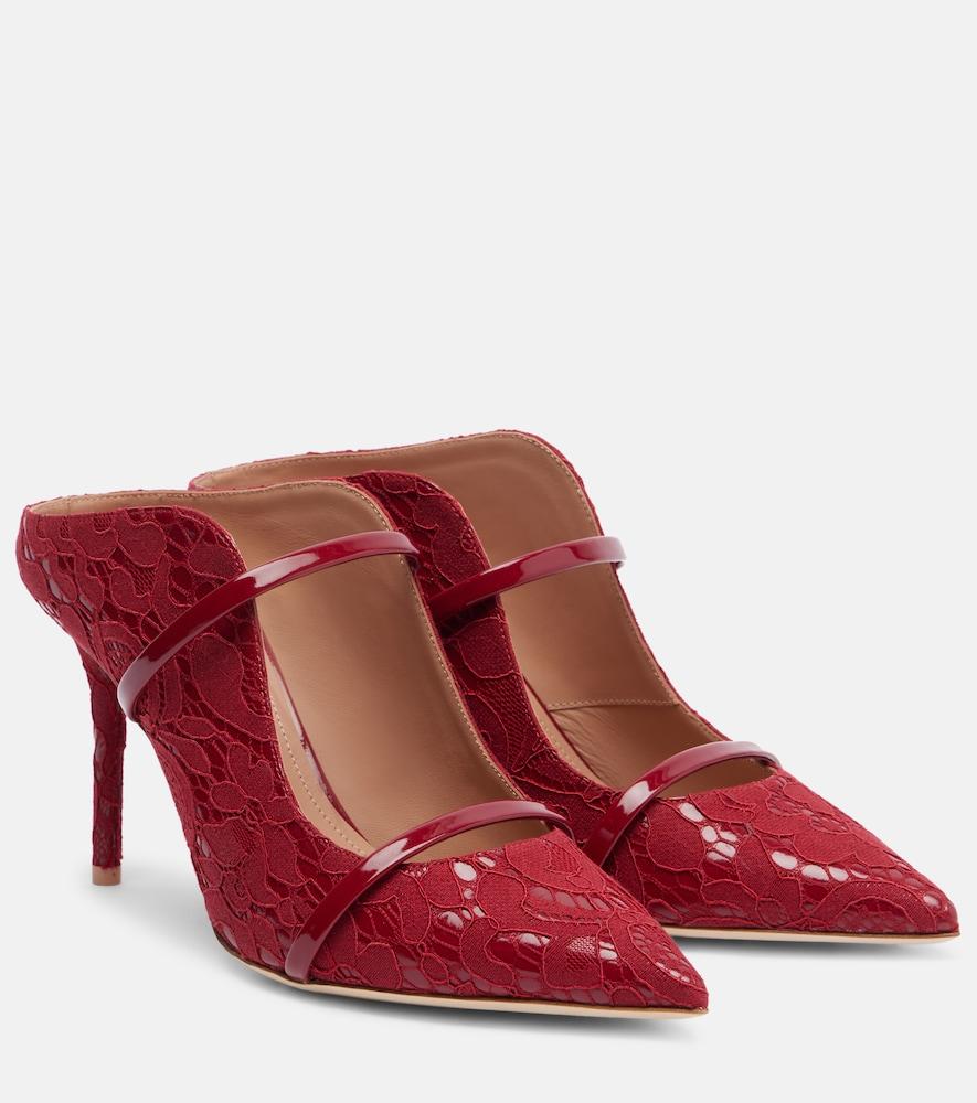 malone souliers maureen 85 leather-trimmed lace mules