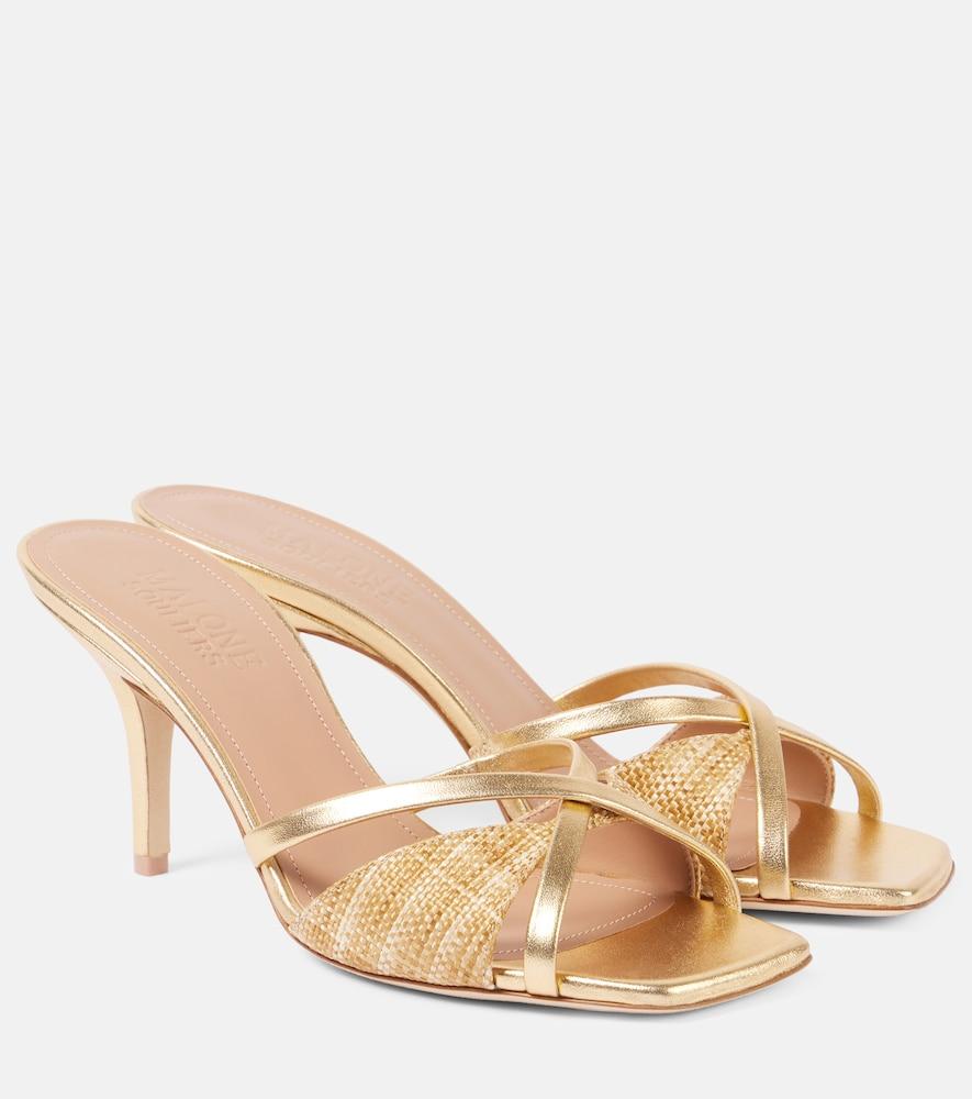 malone souliers penn 70 raffia leather-lined mules