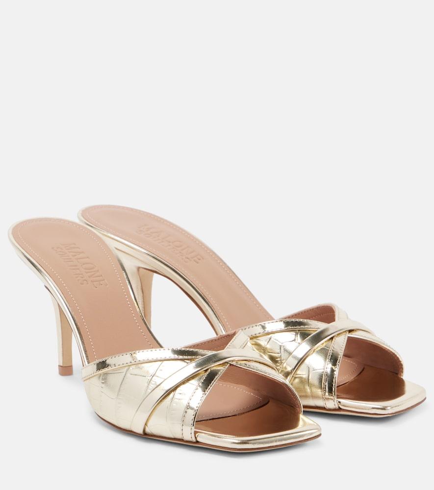 malone souliers perla 70 croc-effect leather mules