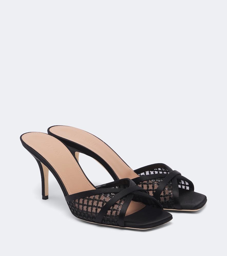 malone souliers perla satin and mesh mules
