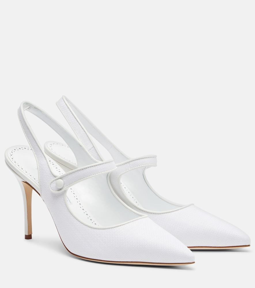 manolo blahnik camparisli 90 raffia slingback pumps