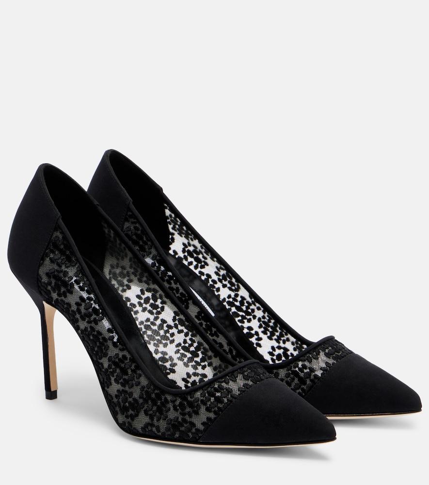 manolo blahnik capcour 90 lace pumps